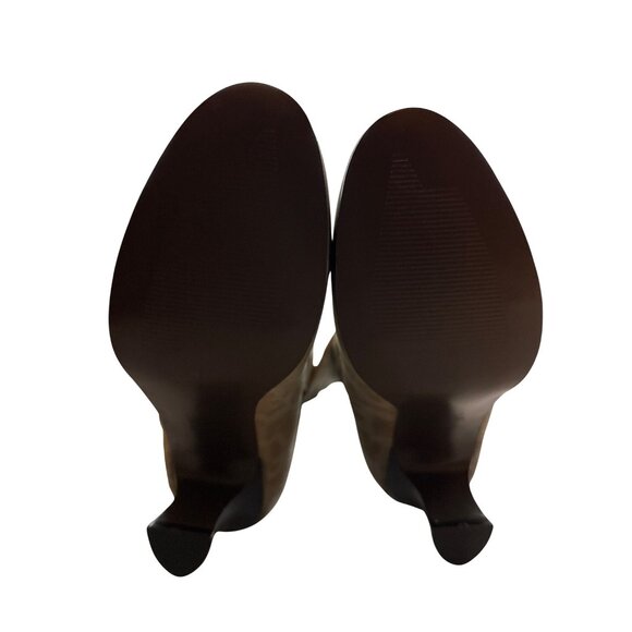 AJ Valenci Boots Green Leopard Print Knee-High Soft Stretchy 3” Heel Size 8 - Picture 2 of 8